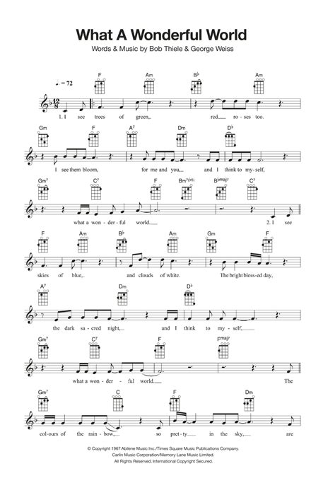 What A Wonderful World By Louis Armstrong Sheet Music For Ukulele At