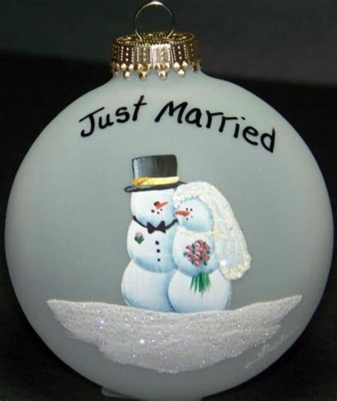 Wedding T Personalized Glass Ornament Just Married Etsy