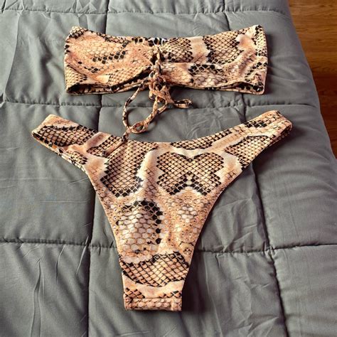 Cheetah Print Snake Pattern Reversible Bikini Set Depop