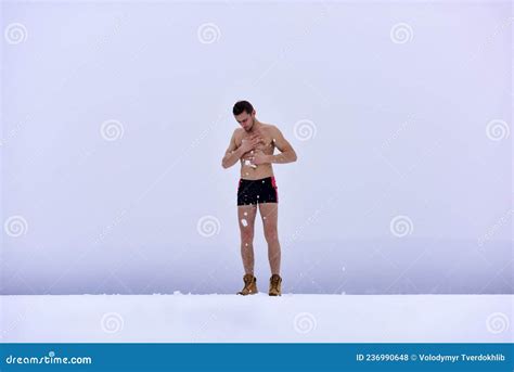 Winter Fun Tempering Procedures Naked Man In The Snow Guy In Snow Showers For The Hardening