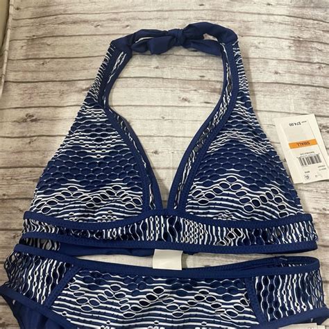 Becca Swim Nwt Pc Becca Courtney Crochet Banded Bikini Top Bottom