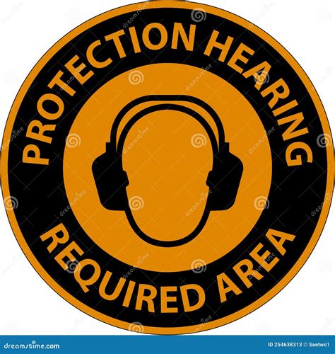 Warning Double Hearing Protection Sign On White Background Stock Vector