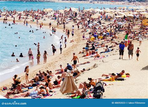 People Sunbathing On Mediterranean Beach Editorial Stock Photo Image