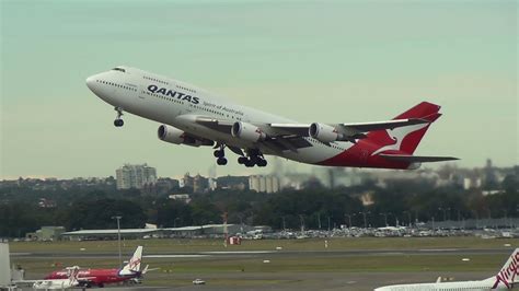 Qantas Airlines B747 Takeoff 34l Sydney International Airport Hd Youtube