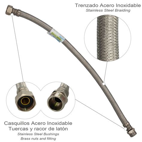 Latiguillo Flexible Reforzado Acero Inoxidable Termo Macho