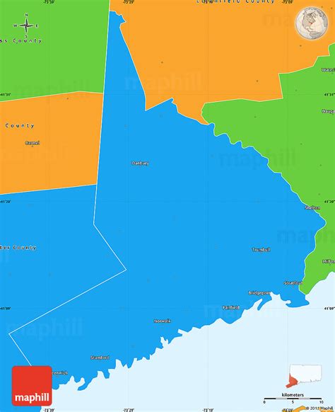 Political Simple Map of Fairfield County