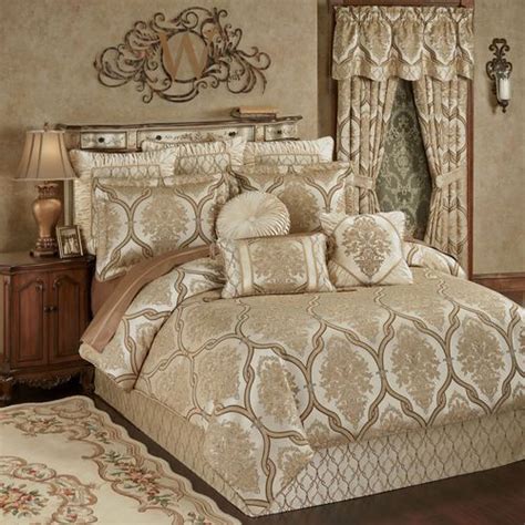 Barrington Damask Medallion Champagne Comforter Set Luxury Bedding