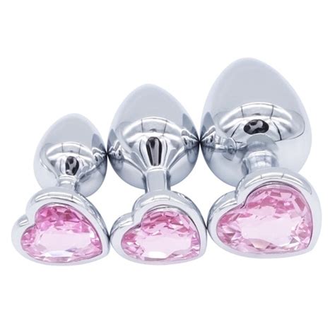 Pink Heart Steel Butt Plug Set