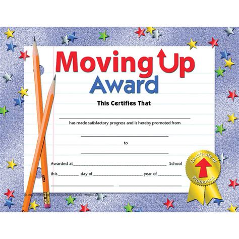 Teachersparadise Hayes Moving Up Award Certificate 85 X 11 Pack