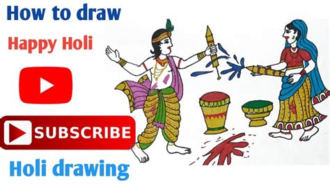 How To Draw Holi Drawing Happy Holi 2023 Holi Festival Drawing Easy Step By Step