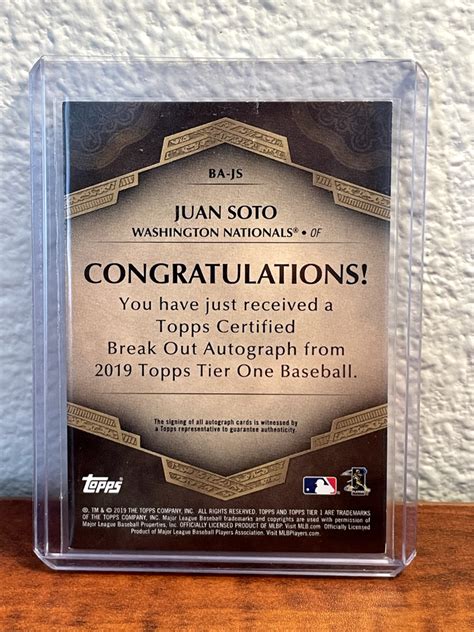 Topps Tier One Juan Soto Break Out Auto Autograph