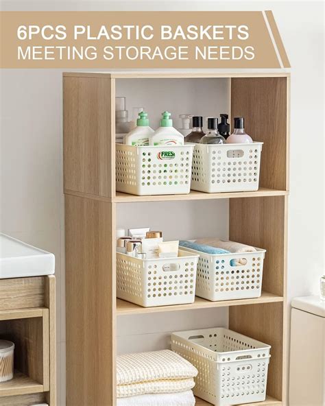 Pafino Plastic Storage Baskets Small Pantry Organizer Bins Stackable Basket Household