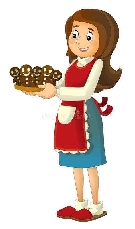 Mujer De La Historieta Con Las Galletas Stock de ilustración