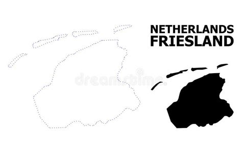 Vector Contour Dotted Map Of Friesland Province With Caption Stock