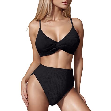 ZQUUVOU Women S Bikini Set Tummy Control Slim Swimsuit Set Black L Walmart