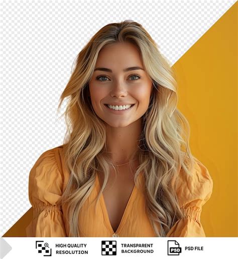 Premium PSD Amazing A Blonde Beautiful Woman Smiling And Looking Positive Png Psd