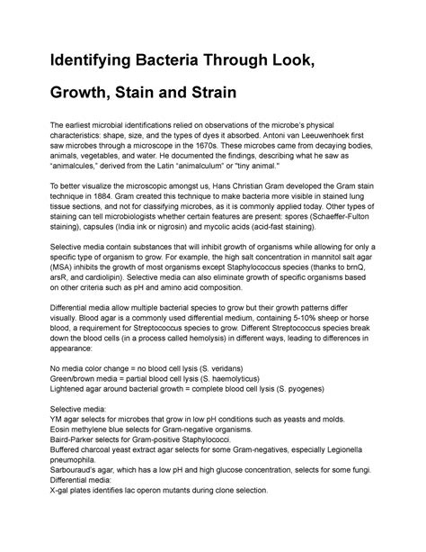 Identifying Bacteria Through Look, Growth, Stain and Strain ... 