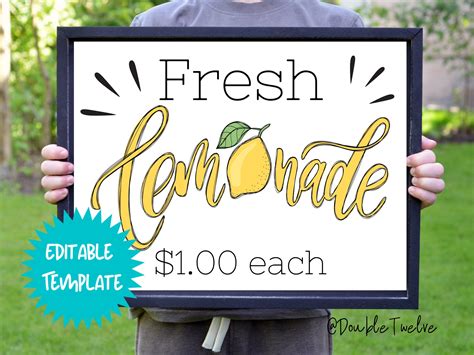 Printable Lemonade Stand Sign, DIY Kid Lemonade, Mobile Drink Cart