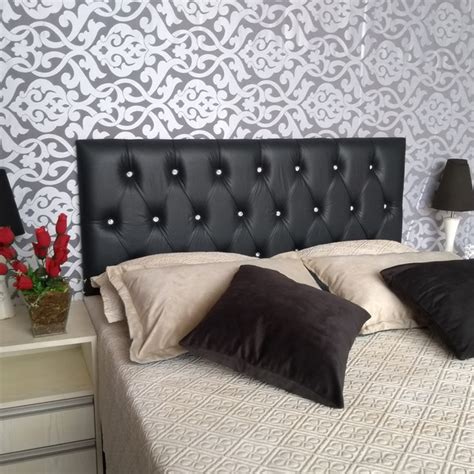 Cabeceira Painel Estofada Luna Corino Preto 160x60 Rbl Elo7