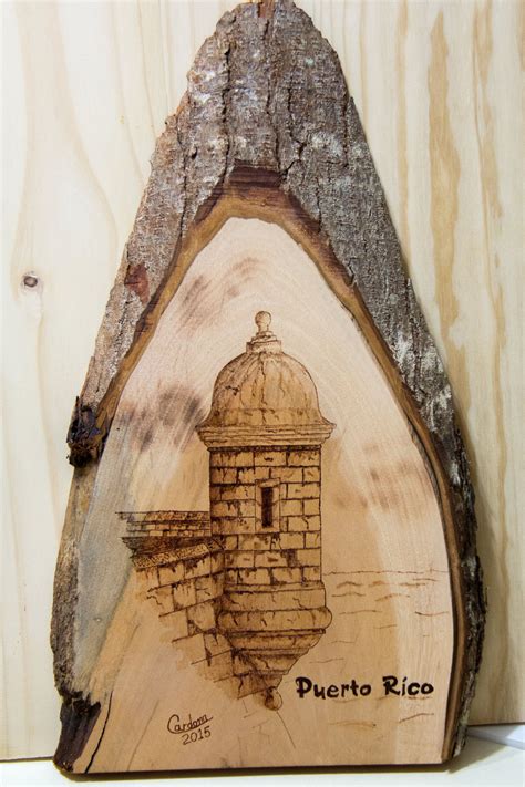 WoodBurning Pirograbado En Madera Garita Del Morro Puerto Rico Por