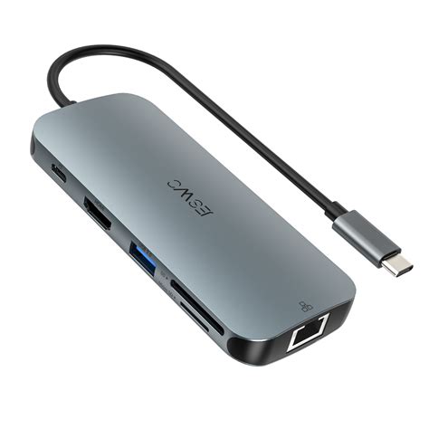 Хъб, JESWO, USB-C, 10 порта, 3x USB 3.0, 2x USB 2.0, 1x 4K HDMI, 100W ...