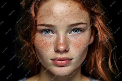 Premium Photo Closeup Portrait Of Redheaded Girl With Freckles