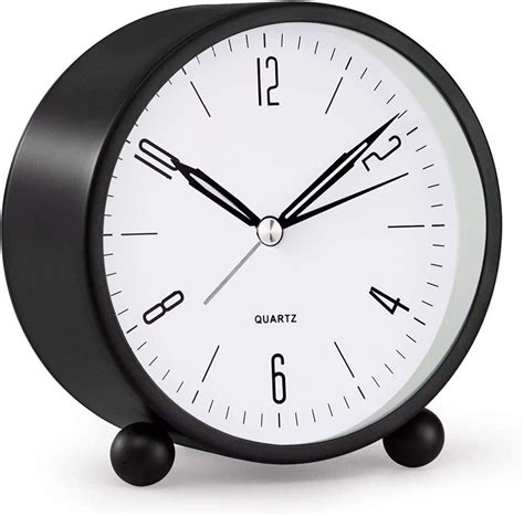 Jall Analog Alarm Clock 4 Inch Super Silent Non Ticking Small Clock With Night