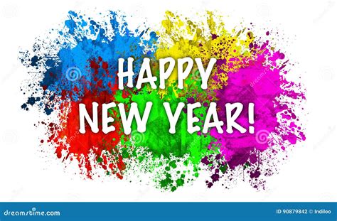 Happy New Year Color Splash Stock Illustration Illustration Of