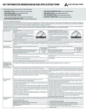 Fillable Online KEY INFORMATION MEMORANDUM AND APPLICATION FORM Axis