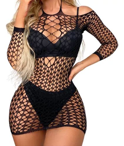 Lingerie Vestido Transparente Sensual C Manga Balada MercadoLivre