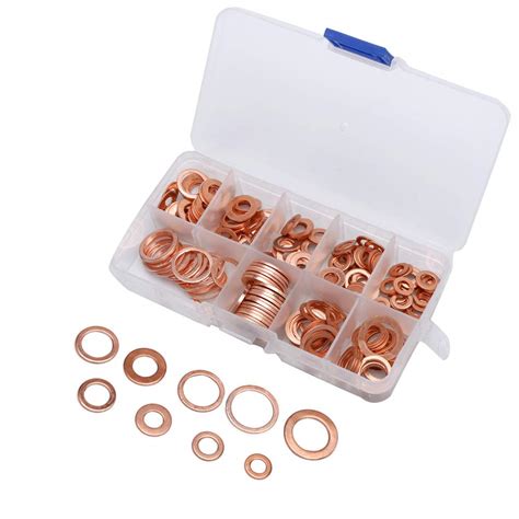 Pcs Copper Washer Assortment Kits Flat Ring Seal Washers Sizes M