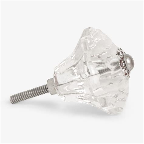 Crystal Glass & Silver Drawer Knob