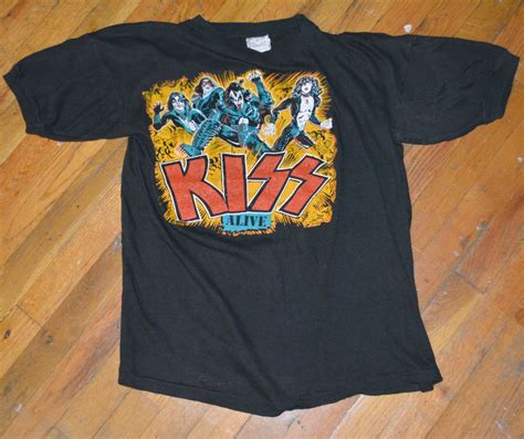 Rare 1975 76 Kiss Vintage Rock Metal Concert Tour T Shirt L 70s Gene Simmons Stylewise