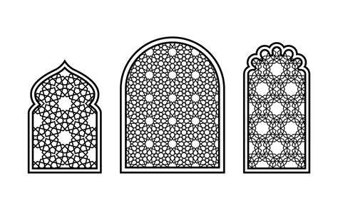 Oriental style windows with traditional Islamic geometric patterns ...