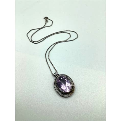 Older Vintage Amethyst Necklace Sterling Silver Penda Gem