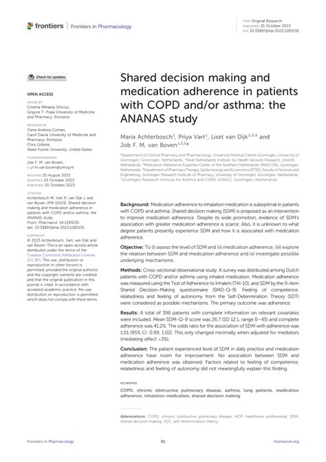 Pdf Shared Decision Making And Medication Adherence In Patients With