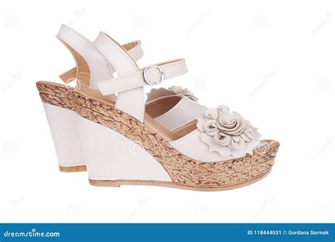 High Heels Shoes In Nude Color With Flower Stock Image Image Of Glamour Femininity