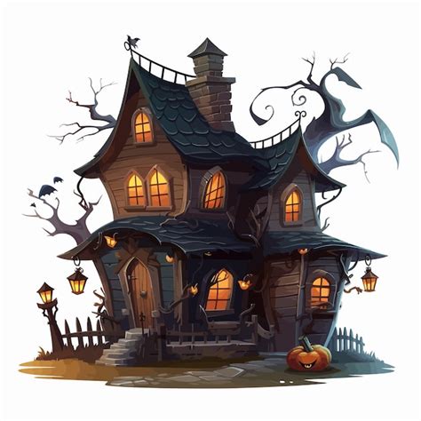 Premium Vector | Halloween haunted house clipart