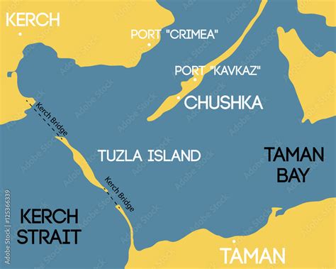 Bridge to Crimea. Schematic map of Kerch bridge. Stock Vector | Adobe Stock