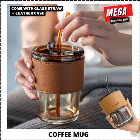 Glass Coffee Mug Straw Cup With Lid Heat Cold Hot Resistant Iced Water Bottle Viral Transparent