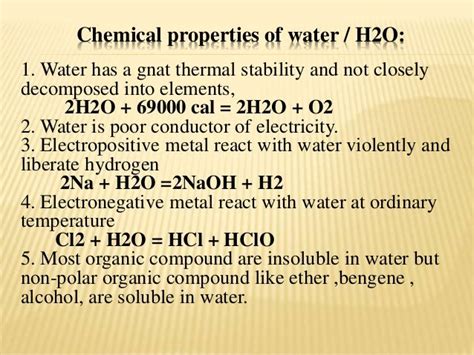 Physical And Chemical Properties Of Water