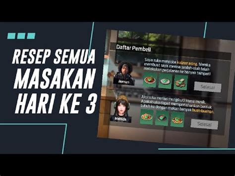 TUTORIAL RESEP TERBATAS HARI KE 3 UNDAWN RESEP SEMUA MASAKANNYA