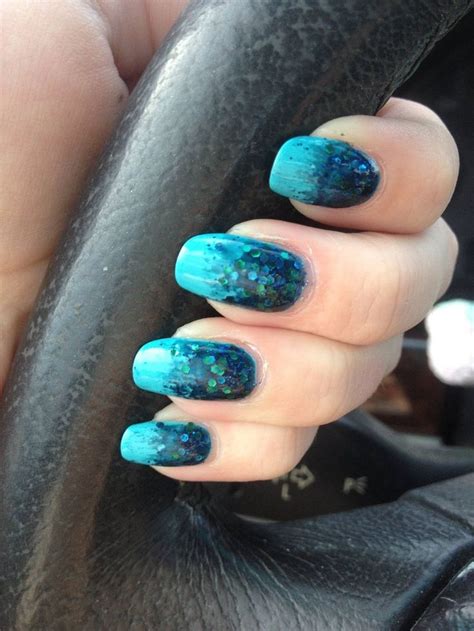 blue glitter gradient | Nails inspiration, Nails, Nail art