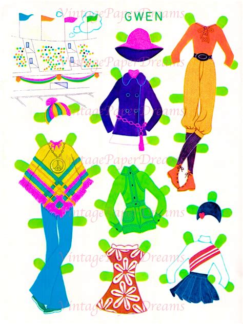 Vintage Paper Doll Printable Pdf Flatsy Paper Doll 70s Etsy Australia