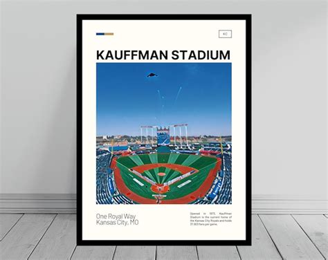 Kauffman Baseball Stadium Print Blueprint On Kansas City Etsy