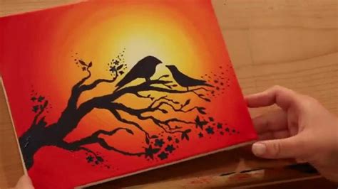 How To Paint LOVEBIRDS In A SUNSET STEP By STEP YouTube