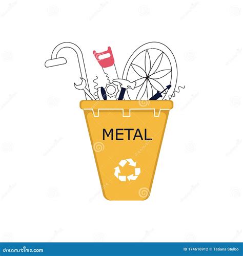 Metal Waste In Recycling Bin Stock Vector Illustration Of Icon Scrap