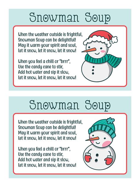 Snowman Soup Gift Tags Free Printable