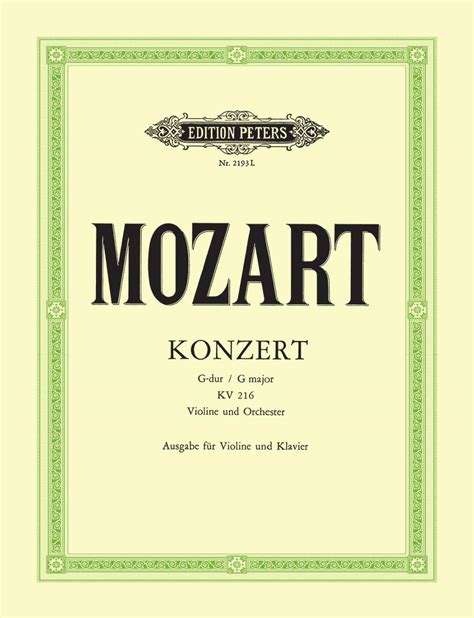 Mozart Violin Concerto No 3 In G K216 Edition For Violin And Piano