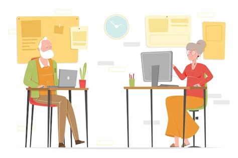 Older Adults Computers Vectors And Illustrations For Free Download Freepik